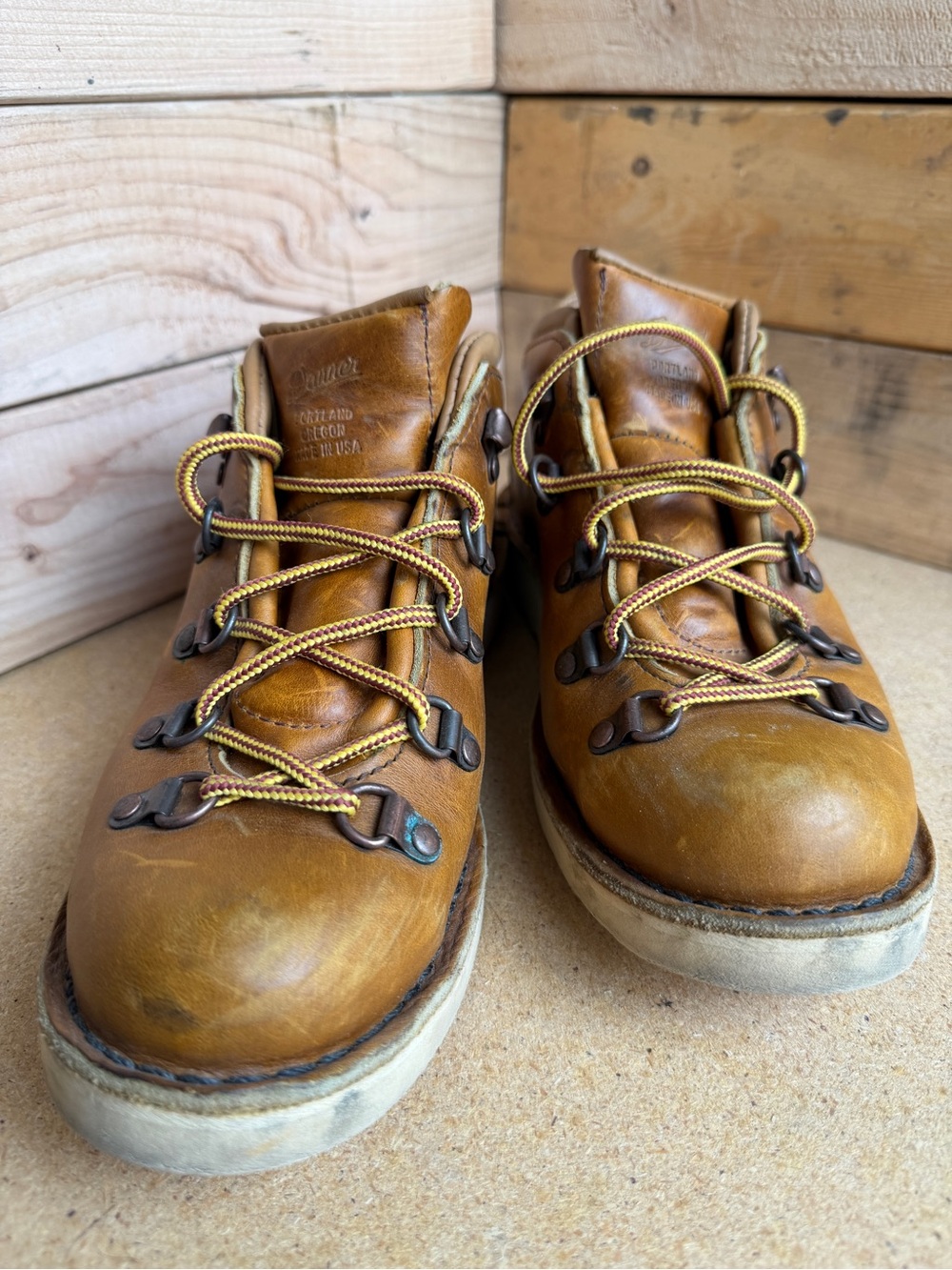 Women’s Leather Hiking Boots in Tan - Classic Work Style